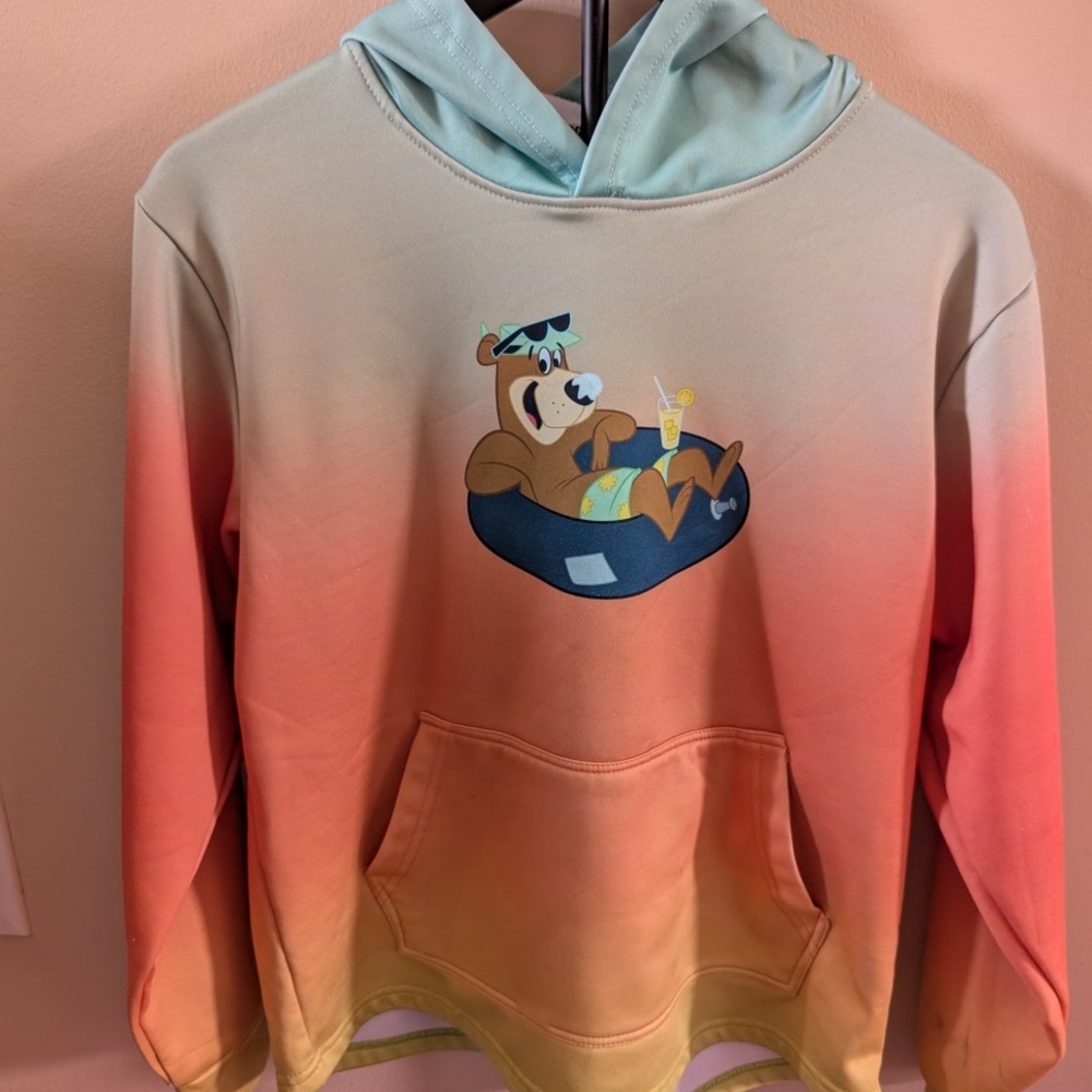 Yogi Bear Kids Cartoon Print Gradient Hoodie